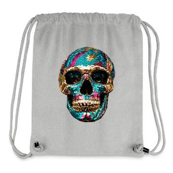Skull, metallic, sequins, rivets, gold, silver - Stanley/Stella Recycled Gym Bag - heather grey - Front