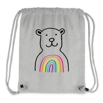 BAER RAINBOW de couleur noire - Sac à cordon recyclé Stanley/Stella - gris chiné - Devant