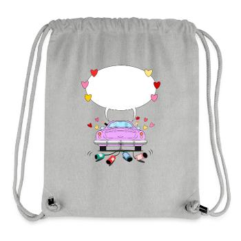 Wedding car with speech bubble in pink - Stanley/Stella Recycled Gym Bag - heather grey - Front