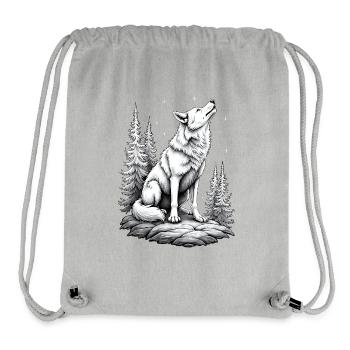 Wolf Rock Drawing Sketch Black White - Stanley/Stella Recycled Gym Bag - heather grey - Front