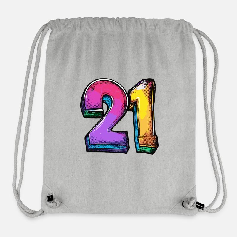 21 Nombre Coloré - Sac à cordon recyclé Stanley/Stella - gris chiné
