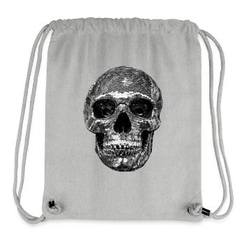 Skull, metallic, sequins, rivets, silver - Stanley/Stella Recycled Gym Bag - heather grey - Front