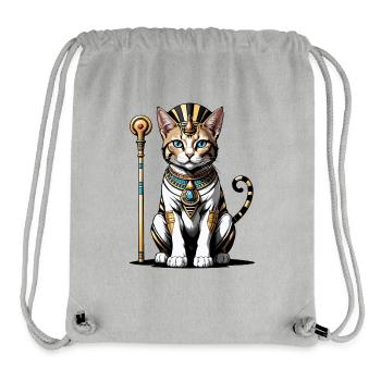 Chat Pharaon Chat Égypte Pyramide Cadeau - Sac à cordon recyclé Stanley/Stella - gris chiné - Devant
