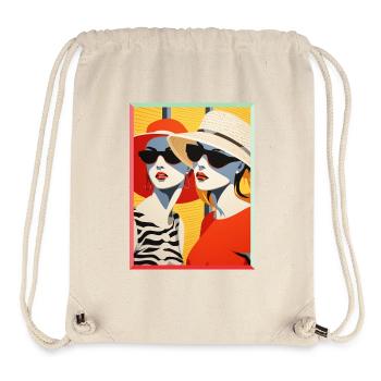 Pop Art Two Women's Beachwear with Sunglasses - Stanley/Stella Recycled Gym Bag - natural - Front