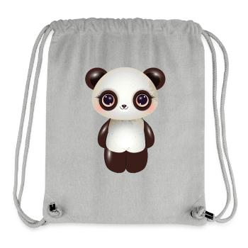 niedlicher Panda mit rosa Wangen im Comic Stil - Stanley/Stella recycelter Gym Bag - Grau meliert - Vorne