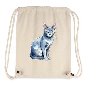 Chat bleu russe Aquarelle - Sac à cordon recyclé Stanley/Stella - blanc naturel - Devant