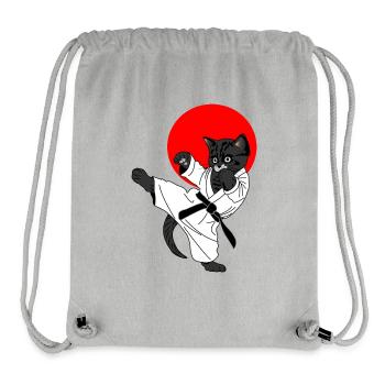 Schwarze Katze Karate Sonne - Stanley/Stella recycelter Gym Bag - Grau meliert - Vorne