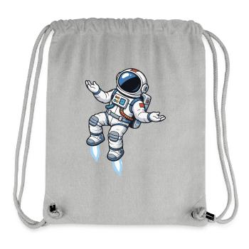 Astronaute flottant de dessin animé avec propulsion fusée - Sac à cordon recyclé Stanley/Stella - gris chiné - Devant