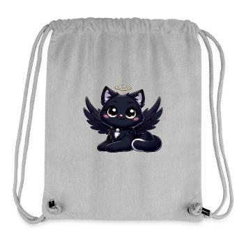 Gothic Cat Cute Black Angel with Wings - Stanley/Stella Recycled Gym Bag - heather grey - Front