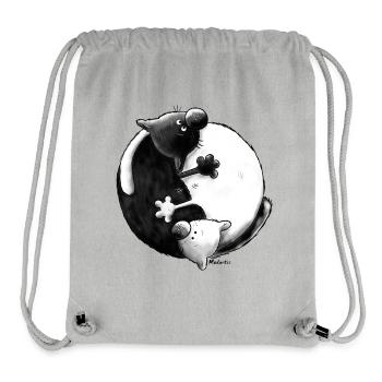 "Black and White" - Yin Yang - Chats - Sac à cordon recyclé Stanley/Stella - gris chiné - Devant