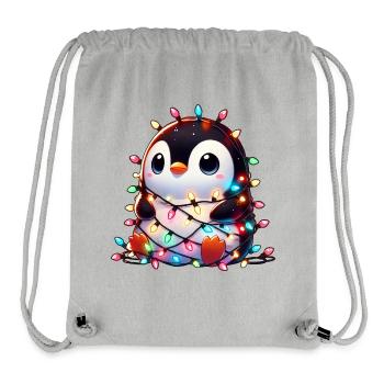 Clumsy Christmas penguin tangled in - Stanley/Stella Recycled Gym Bag - heather grey - Front