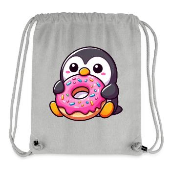 Süßer Pinguin mit Donut Nachtisch Naschen - Stanley/Stella recycelter Gym Bag - Grau meliert - Vorne