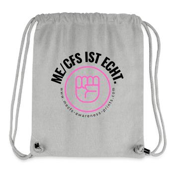 ME/CFS IST ECHT - pinke Faust - Stanley/Stella recycelter Gym Bag - Grau meliert - Vorne