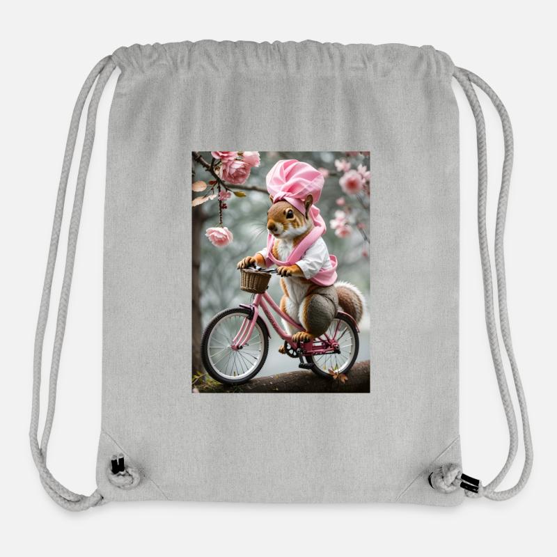 Écureuil sur un vélo - Sac à cordon recyclé Stanley/Stella - gris chiné