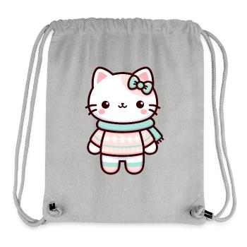 Mignon chat d’hiver illustration - Sac à cordon recyclé Stanley/Stella - gris chiné - Devant