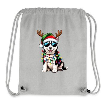 Weihnachts Husky - Stanley/Stella recycelter Gym Bag - Grau meliert - Vorne