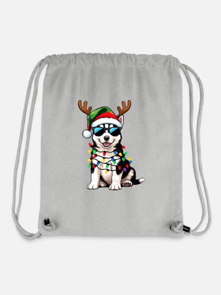 Christmas Husky - Stanley/Stella Recycled Gym Bag - heather grey
