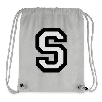 Lettre S en deux couleurs - Sac à cordon recyclé Stanley/Stella - gris chiné - Devant