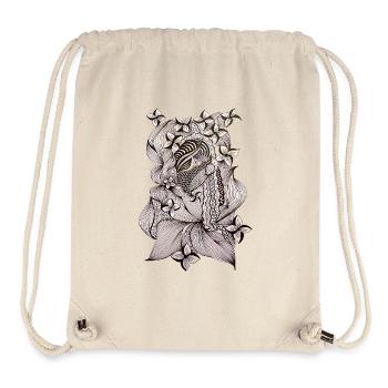 Motif floral Zentangle Noir & Blanc - Sac à cordon recyclé Stanley/Stella - blanc naturel - Devant