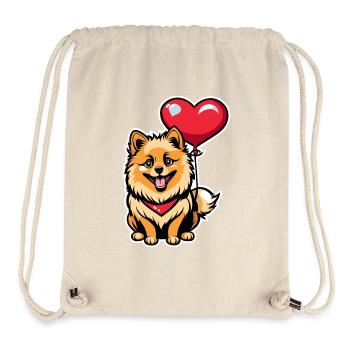 Zwergspitz Herz - Valentinstag - Stanley/Stella recycelter Gym Bag - Naturweiß - Vorne