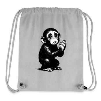 Betender Affe Schwarzweiß Illustration - Stanley/Stella recycelter Gym Bag - Grau meliert - Vorne