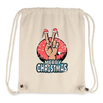 Frohes Weihnachten Peacezeichen Motiv - Stanley/Stella recycelter Gym Bag - Naturweiß - Vorne