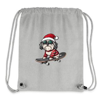 Havanese Dog Christmas Skateboard - Stanley/Stella Recycled Gym Bag - heather grey - Front