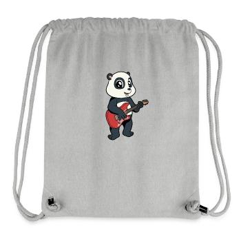 Comic Pandabär joue de la guitare électrique - Sac à cordon recyclé Stanley/Stella - gris chiné - Devant