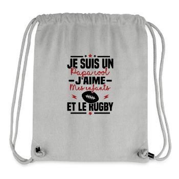 Papa cool j aime mes enfants et le rugby - Sac à cordon recyclé Stanley/Stella - gris chiné - Devant