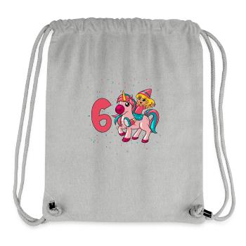 Mit Einhorn - Mädchen Geburtstag 6 Jahre - Stanley/Stella recycelter Gym Bag - Grau meliert - Vorne