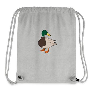 Dessin d’un canard colvert - Sac à cordon recyclé Stanley/Stella - gris chiné - Devant