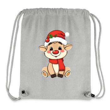 Cute Reindeer Christmas Cartoon Motif - Stanley/Stella Recycled Gym Bag - heather grey - Front