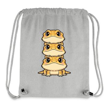 Impressions Kawaii du Trio Gecko Empilé - Sac à cordon recyclé Stanley/Stella - gris chiné - Devant