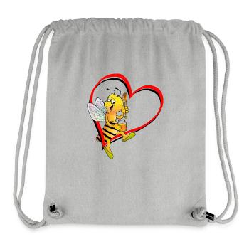 Abeille avec cœur - Sac à cordon recyclé Stanley/Stella - gris chiné - Devant