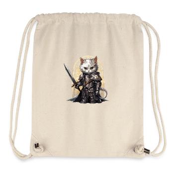 Katze in Ritter Ausrüstung mit Langschwert, AI Gen - Stanley/Stella recycelter Gym Bag - Naturweiß - Vorne