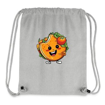 Mignon Kawaii Taco Wrap Design avec salade et - Sac à cordon recyclé Stanley/Stella - gris chiné - Devant