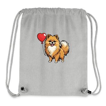 Zwergspitz Herz - Valentinstag - Stanley/Stella recycelter Gym Bag - Grau meliert - Vorne