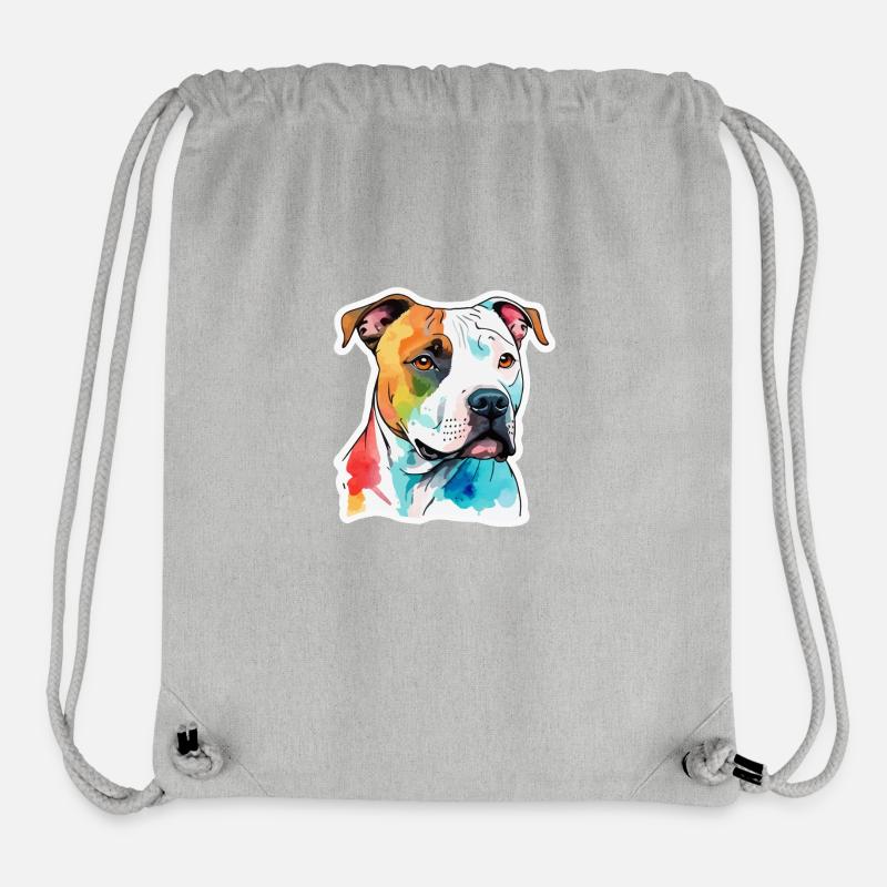 American Staffordshire Terrier Aquarelles - Sac à cordon recyclé Stanley/Stella - gris chiné