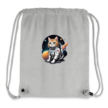 Cat Astronaut Space Cat Love Gift - Stanley/Stella Recycled Gym Bag - heather grey - Front