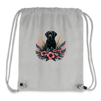 Fleurs de base de Labrador Cottage noir - Sac à cordon recyclé Stanley/Stella - gris chiné - Devant