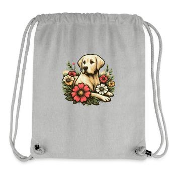 Blonde Labrador Retriever Cottage Core fleurs - Sac à cordon recyclé Stanley/Stella - gris chiné - Devant