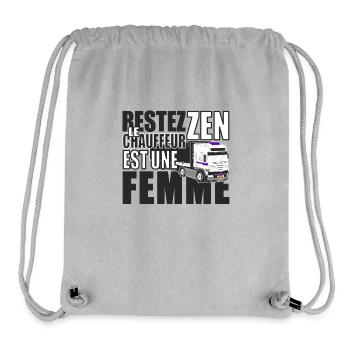 Femme chauffeur poids lourd routier camion humour - Sac à cordon recyclé Stanley/Stella - gris chiné - Devant