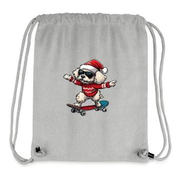 Poodle Dog Christmas Skateboard - Stanley/Stella Recycled Gym Bag - heather grey - Front