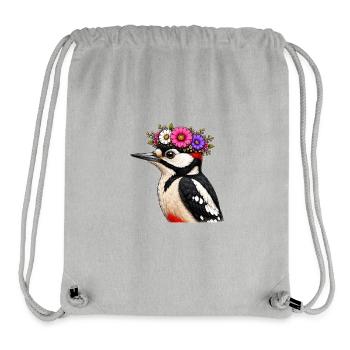 Specht mit Blumenschmuck  - Stanley/Stella recycelter Gym Bag - Grau meliert - Vorne