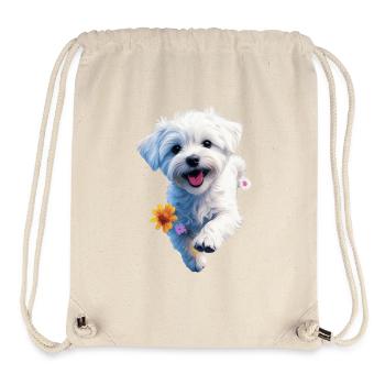 Maltesischer Welpe springt - 2 - 🐾 - Stanley/Stella recycelter Gym Bag - Naturweiß - Vorne