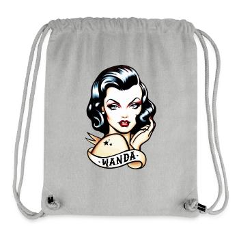 Tatouage rétro inspiré de Wanda Design - Sac à cordon recyclé Stanley/Stella - gris chiné - Devant