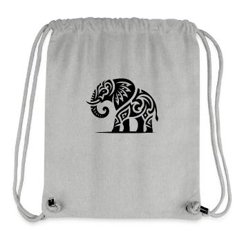 Elefanten Kunst Tattoo mit großen Stoßzähnen - Stanley/Stella recycelter Gym Bag - Grau meliert - Vorne