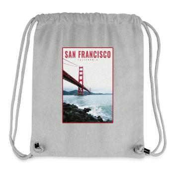 Carte postale rétro Golden Gate de San Francisco - Sac à cordon recyclé Stanley/Stella - gris chiné - Devant