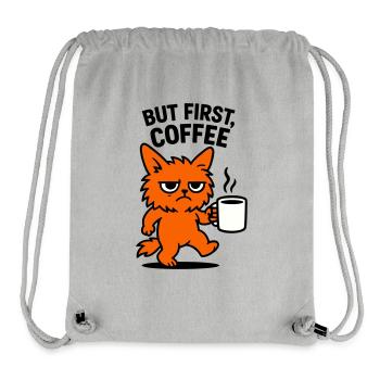 But first coffee cat - Stanley/Stella Recycled Gym Bag - heather grey - Front