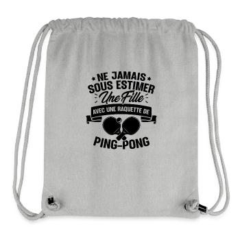 Une fille et joueur de ping-pong - Sac à cordon recyclé Stanley/Stella - gris chiné - Devant